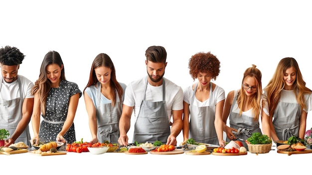 Skupina ľudí na kurze varenia